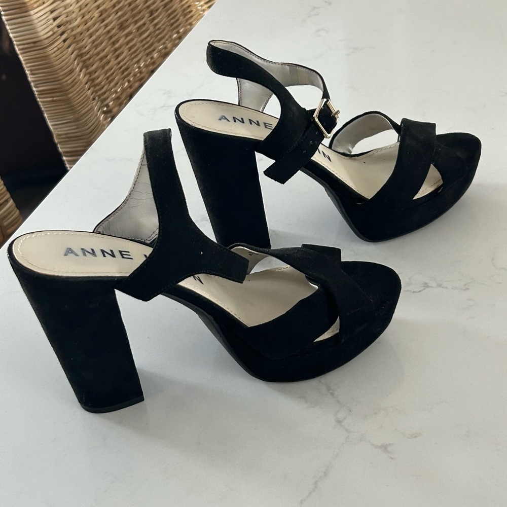 Anne Klein Black Suede Heels - Picture 2 of 2